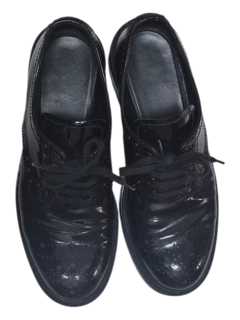 Prada  Black Patent Leather Chunky Brogues Oxfords Wingtip Lug Platform Unisex